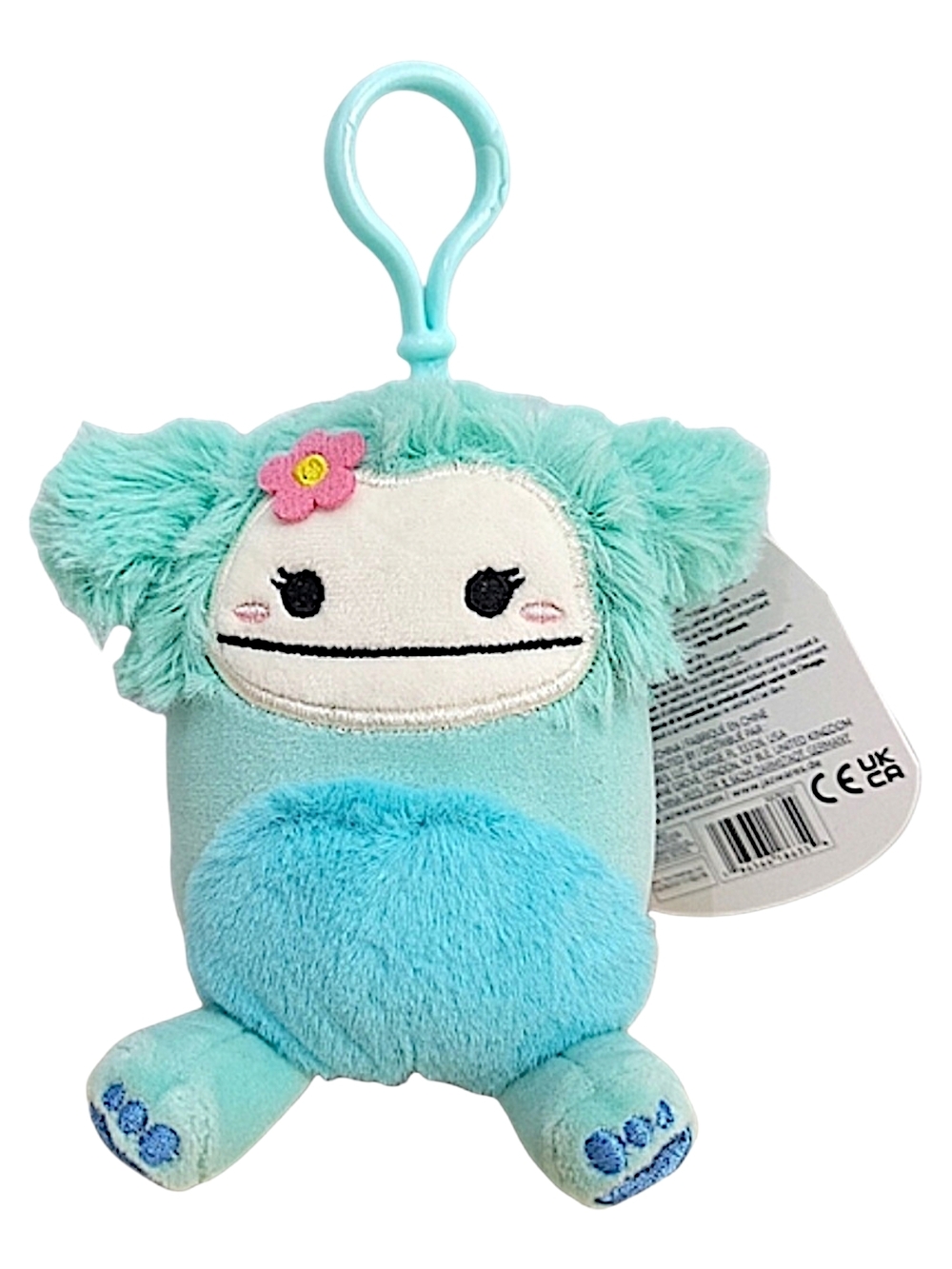 Squishmallows Joelle Teal and White Kids Bag Clip Keychain Accessory